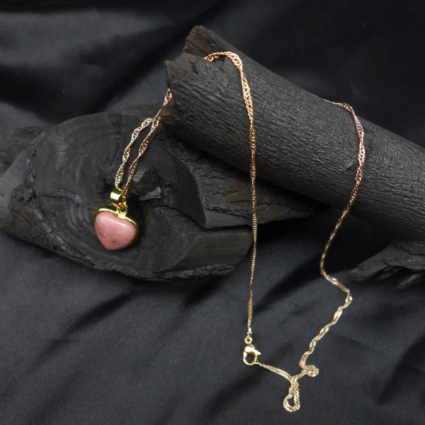 Turkish Natural pink rhodonite HEART PENDANT D258